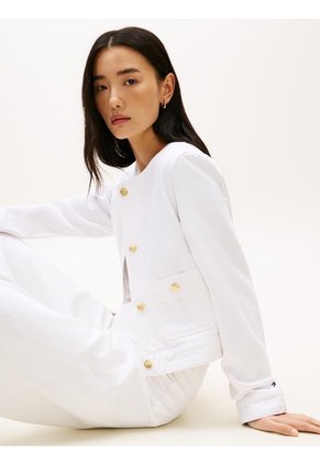 Chaqueta Blanca Denim Con Botones Dorados Tommy Hilfiger