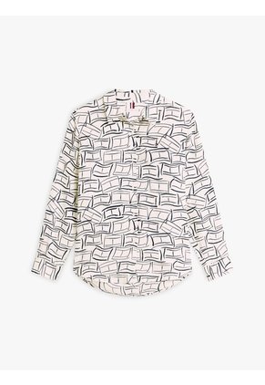 Camisa Blanca De Lino Puro De Corte Amplio Tommy Hilfiger