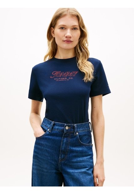 Camiseta Multicolor De Punto Interlock Con Logo Tommy Hilfiger
