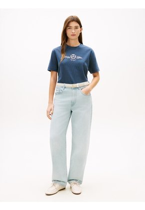 Camiseta Multicolor Amplia Con Logo Y Escudo Bordado Tommy Hilfiger