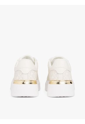 Tenis Blanco De Cuero Con Plataforma Y Monograma Tommy Hilfiger