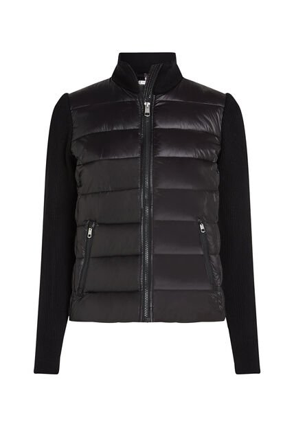 Chaqueta Negra Acolchada De Cuello Alto Con Cierre De Cremallera Tommy Hilfiger