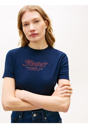 Camiseta Multicolor De Punto Interlock Con Logo Tommy Hilfiger