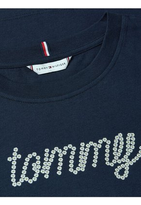 Camiseta Azul Oscuro Con Logo Gráfico De Corte Regular Tommy Hilfiger