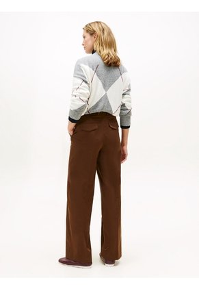 Pantalón Chocolate Wide Leg Con Logo Tommy Hilfiger