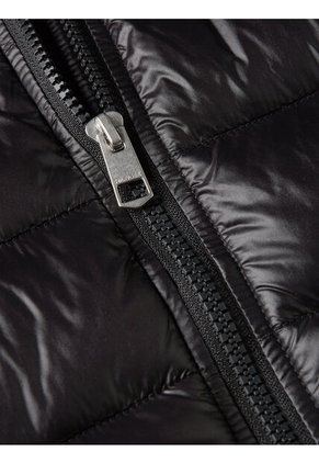 Chaqueta Negra Acolchada De Cuello Alto Con Cierre De Cremallera Tommy Hilfiger