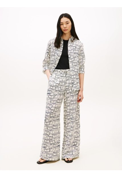 Pantalón Blanco Amplio De Pierna Ancha Tommy Hilfiger