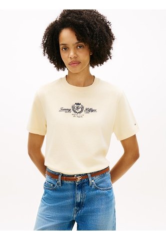 Camiseta Amarilla Amplia Con Logo Y Escudo Bordado Tommy Hilfiger Tommy Hilfiger