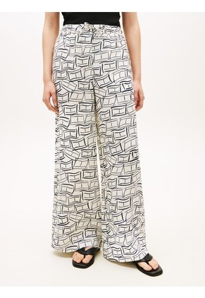 Pantalón Blanco Amplio De Pierna Ancha Tommy Hilfiger