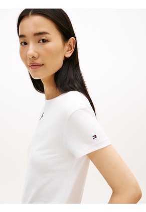 Camiseta Blanca De Punto Con Logo Texturizado Tommy Hilfiger
