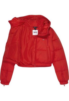 Chaqueta De Corte Cropped Con Logo Mujer Rojo Tommy Jeans