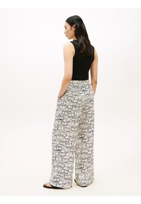 Pantalón Blanco Amplio De Pierna Ancha Tommy Hilfiger
