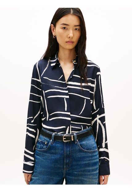 Camisa Azul De Corte Regular Con Botones Dorados Tommy Hilfiger