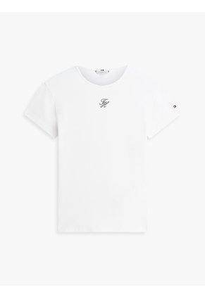 Camiseta Blanca De Punto Con Logo Texturizado Tommy Hilfiger