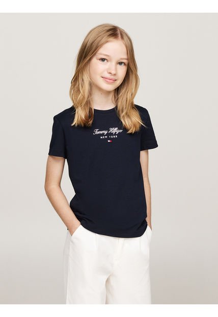 Camiseta Niña Azul Con Logo Nyc Tommy Hilfiger