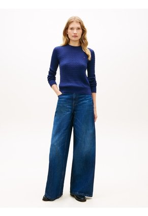 Saco Azul De Punto Trenzado Fino Tommy Hilfiger