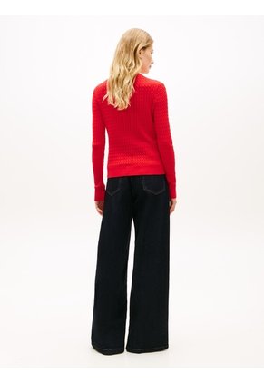 Saco Rojo De Punto Trenzado Fino Tommy Hilfiger
