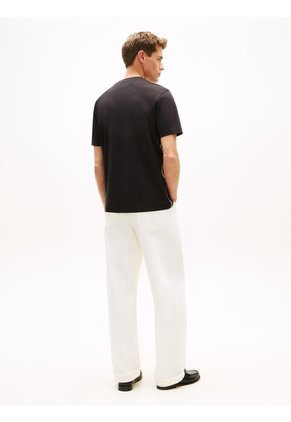 Camiseta Negra De Punto Con Rayas Global Stripe Tommy Hilfiger