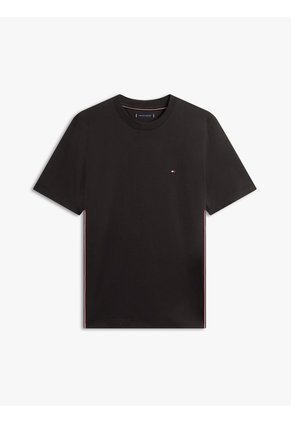 Camiseta Negra De Punto Con Rayas Global Stripe Tommy Hilfiger
