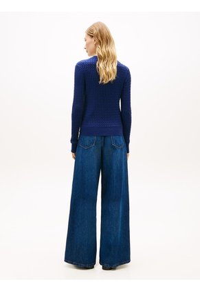 Saco Azul De Punto Trenzado Fino Tommy Hilfiger