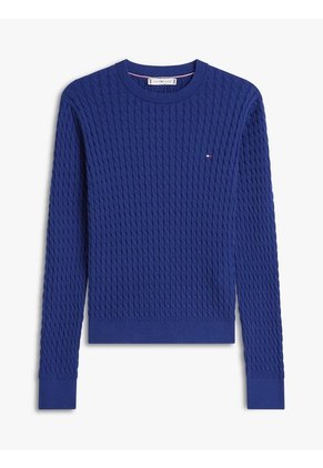 Saco Azul De Punto Trenzado Fino Tommy Hilfiger