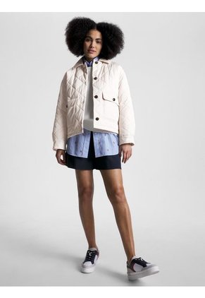 Chaqueta Con Diseño Acolchado A Rombos Mujer Blanco Tommy Hilfiger