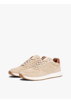 Tenis Beige Deportivos Híbridos De Ante Tommy Hilfiger