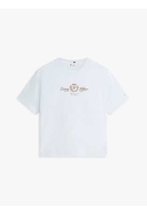 Camiseta Azul Amplia Con Logo Y Escudo Bordado Tommy Hilfiger