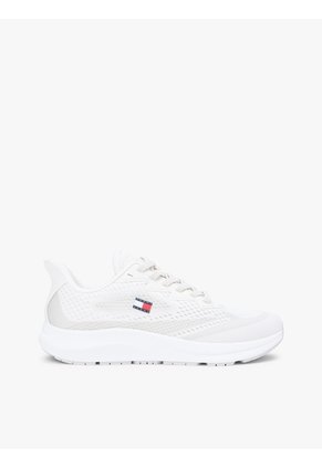 Tenis Blanco En Punto Jacquard Con Logo Tommy Hilfiger