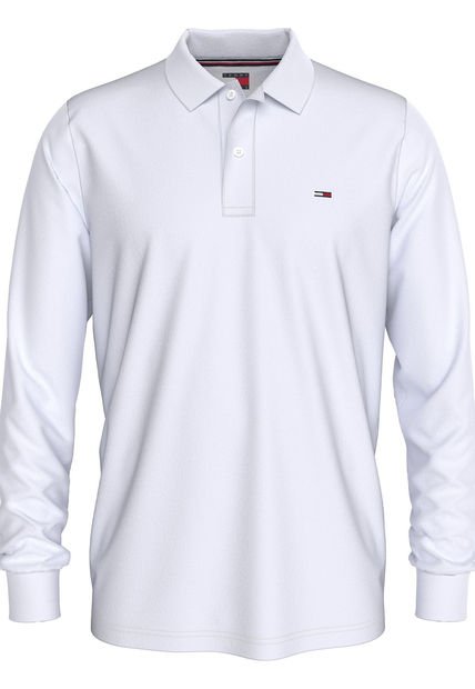 Polo Blanca Manga Larga De Corte Slim Para Hombre