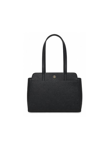 Bolso Negro Tote Con Monograma TH Tommy Hilfiger