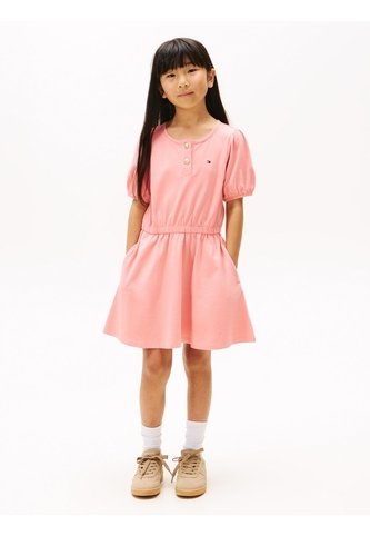 Vestido Rosa Manga Corta Con Tejido De Saco Tommy Hilfiger Tommy Hilfiger