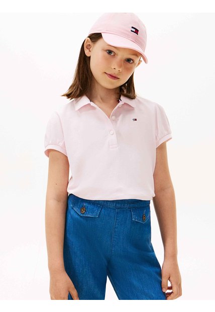 Polo Rosa Con Mangas Abullonadas Tommy Hilfiger