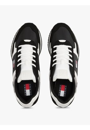 Tenis Negro Con Logo Y Texturas Mixtas Tommy Hilfiger