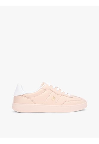 Tenis Beige De Cuero Con Monograma Metalizado Tommy Hilfiger Tommy Hilfiger