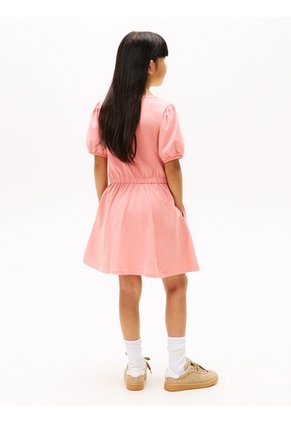 Vestido Rosa Manga Corta Con Tejido De Saco Tommy Hilfiger