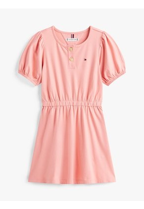 Vestido Rosa Manga Corta Con Tejido De Saco Tommy Hilfiger