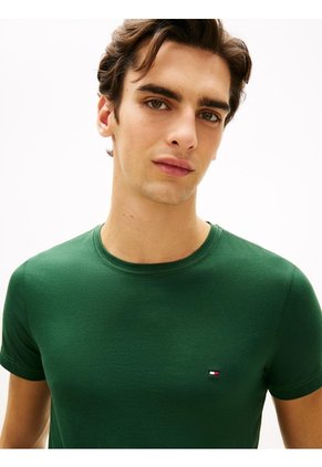 Camiseta Verde De Cuello Redondo Y Corte Extra Slim Tommy Hilfiger