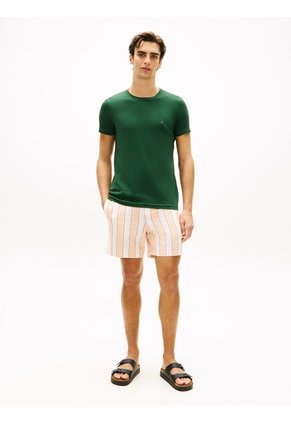 Camiseta Verde De Cuello Redondo Y Corte Extra Slim Tommy Hilfiger