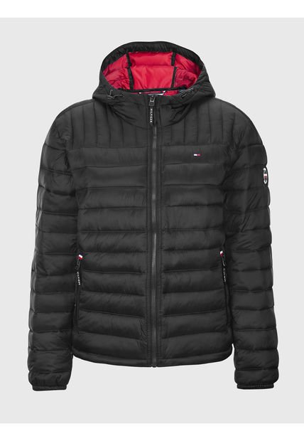 Chaqueta Negra Acolchada Con Logo Tommy Hilfiger
