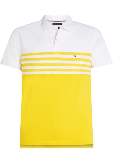 Polo Amarillo Con Diseño Color Block De Corte Regular Tommy Hilfiger