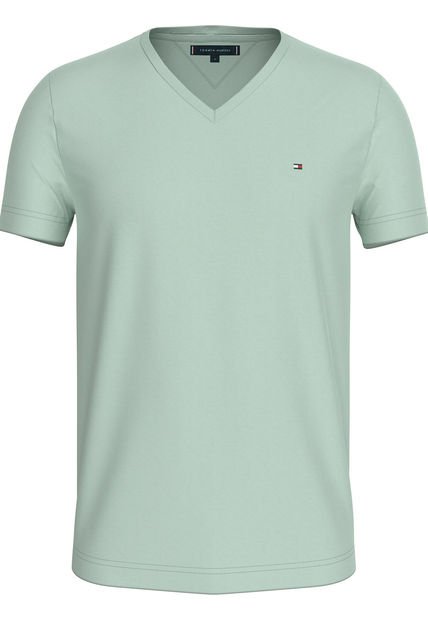 Camiseta Verde Essential En Cuello V Tommy Hilfiger