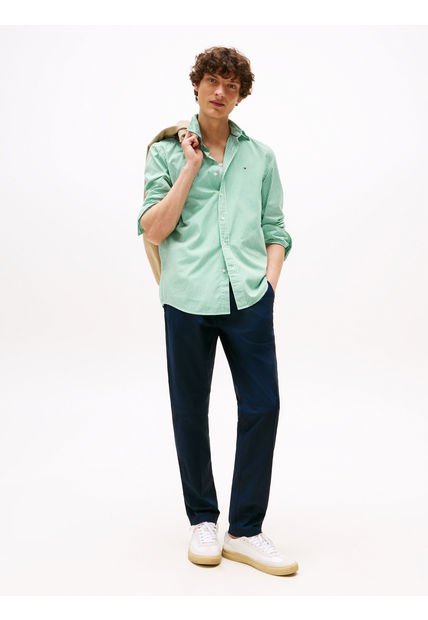 Camisa Verde TH Flex Regular De Rayas Tommy Hilfiger