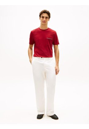 Camiseta Roja Global Stripe Con Bolsillo Tommy Hilfiger
