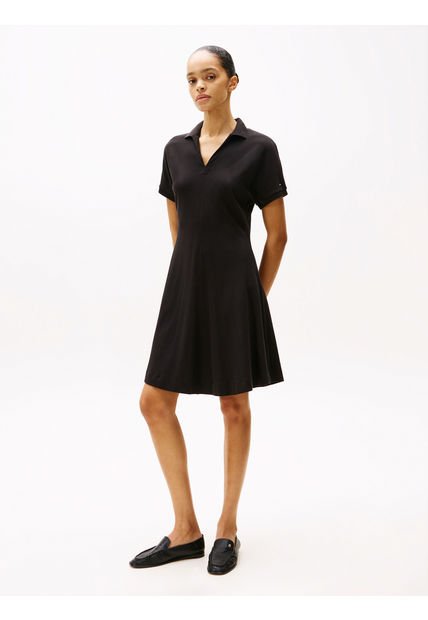 Vestido Negro Mini Tipo Polo Tommy Hilfiger