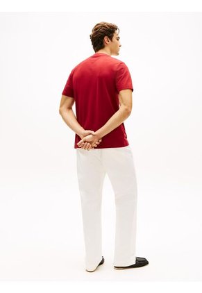 Camiseta Roja Global Stripe Con Bolsillo Tommy Hilfiger