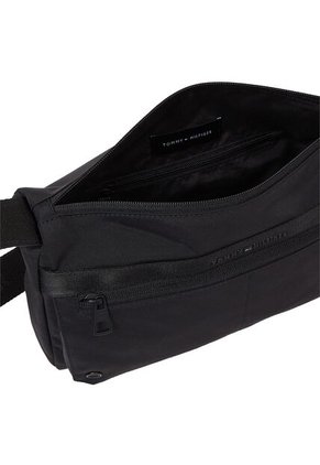 Bolso Negro Mensajero Con Logo Metálico Tommy Hilfiger