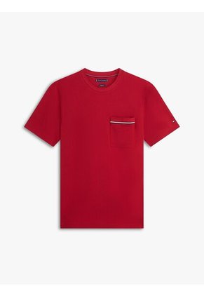 Camiseta Roja Global Stripe Con Bolsillo Tommy Hilfiger