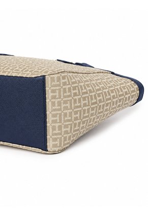 Bolso Beige Tote Con Estampado Monograma TH Tommy Hilfiger