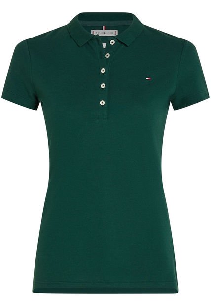 Polo Verde De Corte Slim Con Logo Tommy Hilfiger
